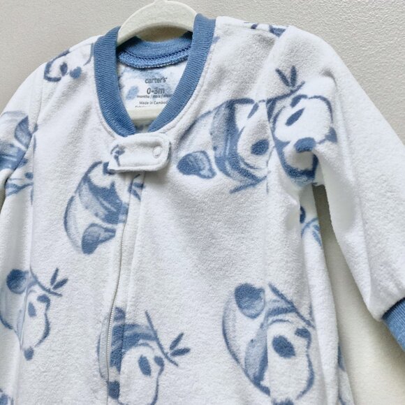 Carter's Blue Panda Fleece Sleep Sack 0-3M - Picture 2 of 7